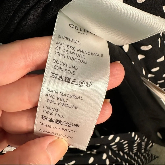 NWT CELINE Midi Wrap Polka Dot Black Dress SZ EUR 36, US 4, S - Picture 6 of 12